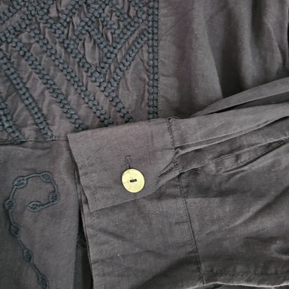 Soft Surroundings Alka Blue Mismatched Button Tunic Shirt Sz PL Costal Grandma - Picture 8 of 16